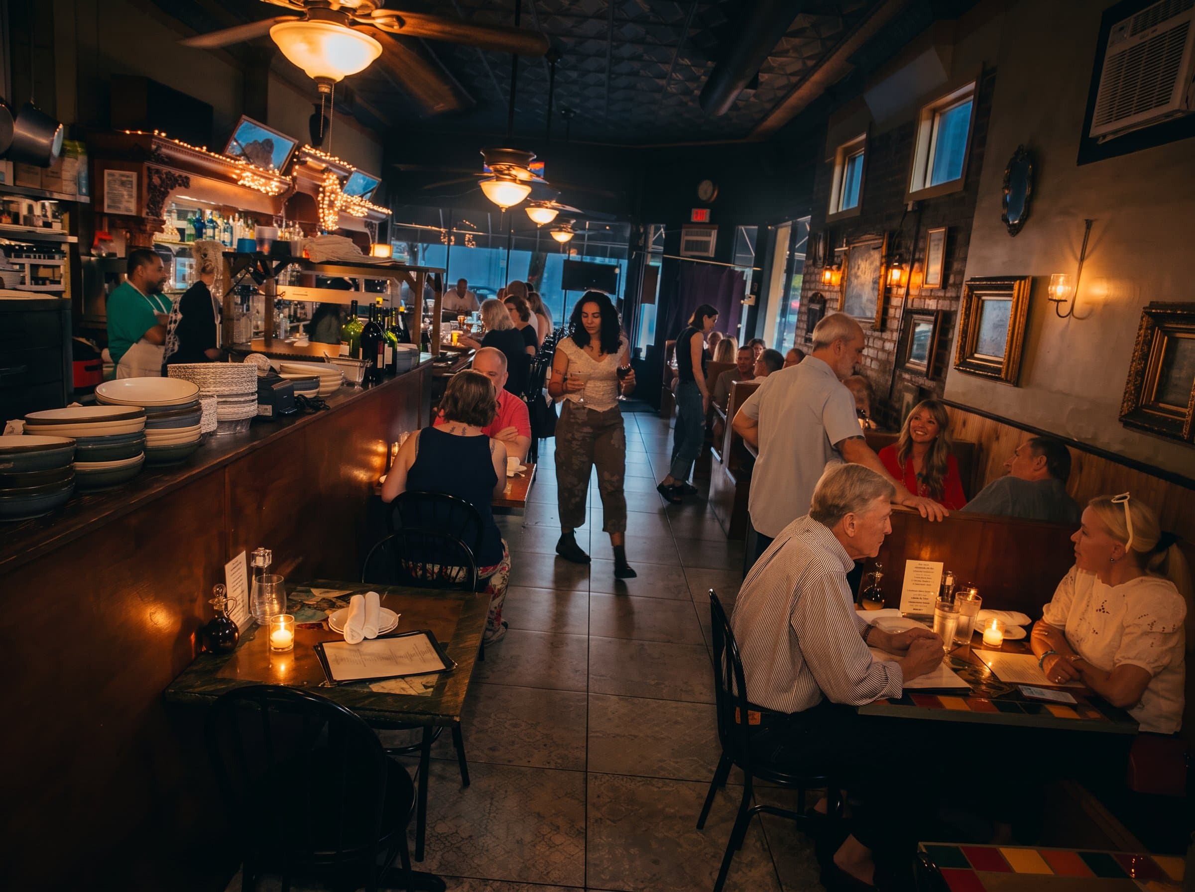 Cozy dining room at Bacchus, an Italian restaurant in Richmond's Fan District