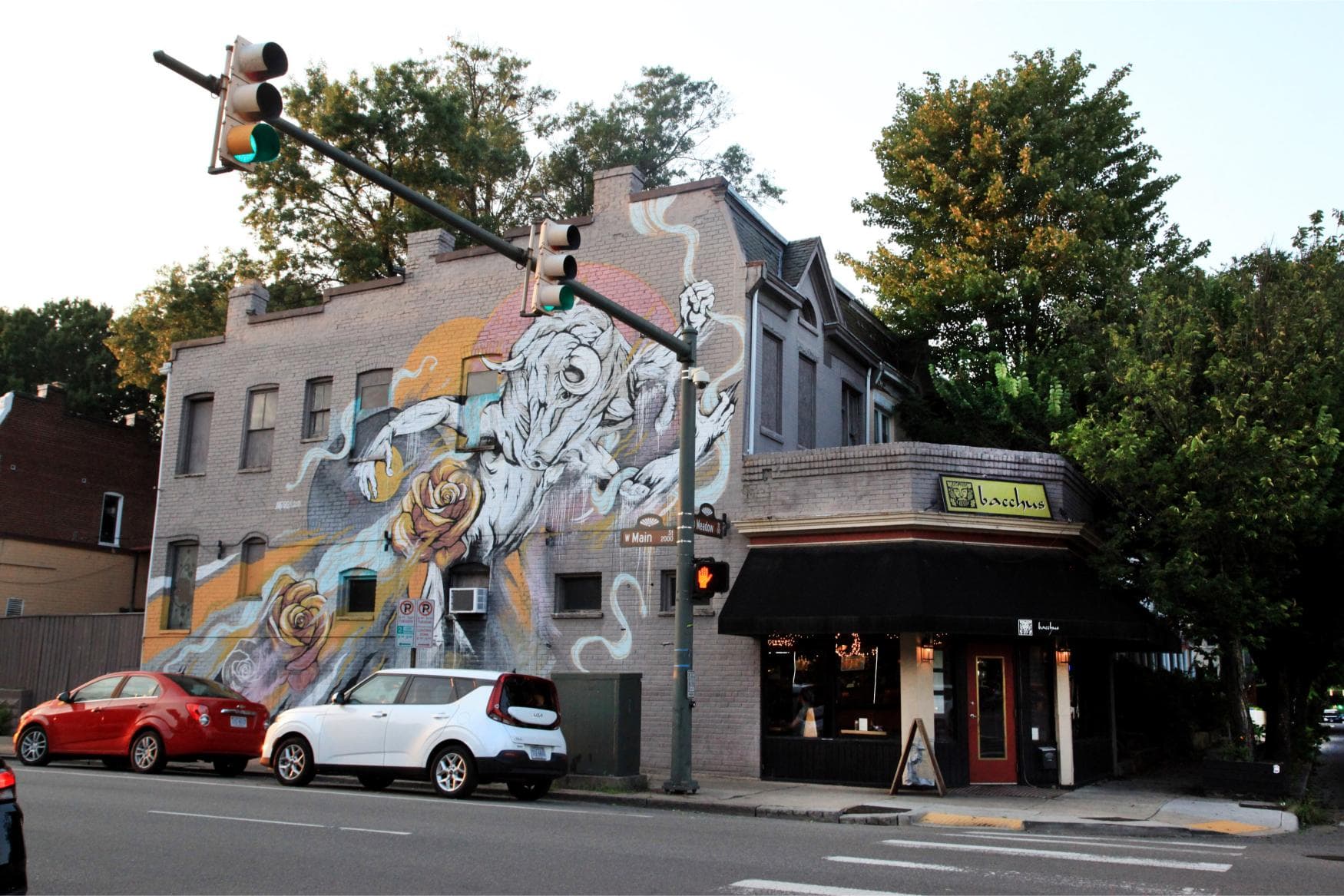 The exterior of Bacchus, an Italian restaurant on the corner of Main and Meadow in Richmond's Fan District since 1999